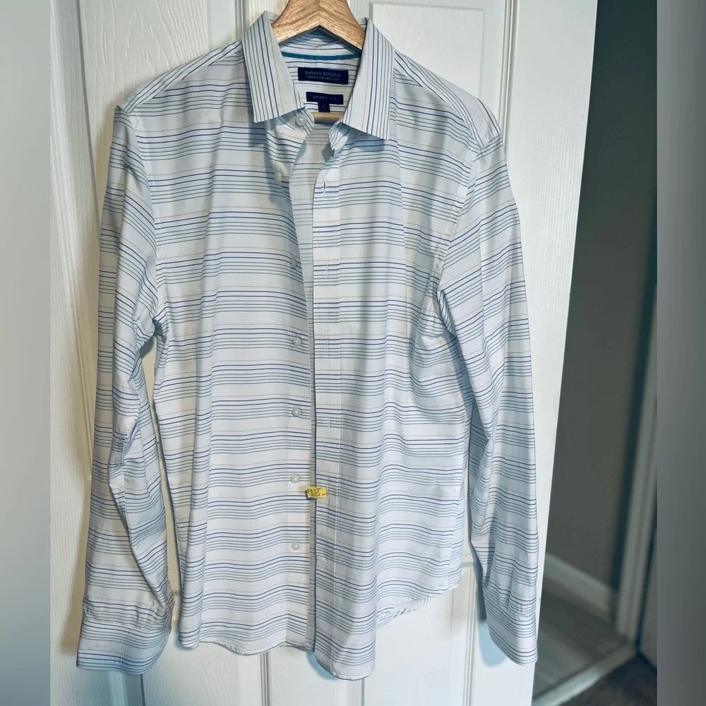 Banana Republic Grant Fit Pinstripe Button Down Shirt Medium